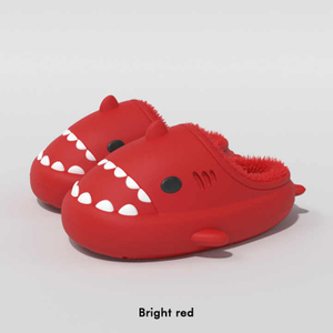 Pantoufles d'hiver pour la maison, pantoufles de requin de dessin animé pour enfants, pantoufles d'intérieur imperméables à fond épais pour hommes en peluche