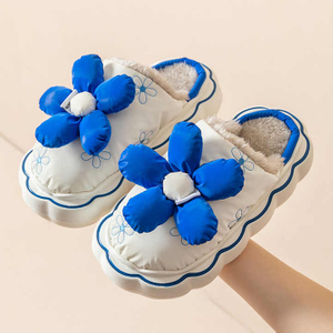 Chaussures d'intérieur imperméables pour femmes, pantoufles chaudes en peluche Eva à semelle épaisse, hiver