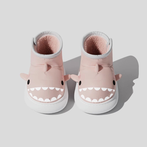 Bottes de requin en peluche pour enfants, chaussures d'hiver chaudes en coton de dessin animé, antidérapantes, imperméables, pour garçons et filles, bottes de pluie pour l'extérieur et la maison