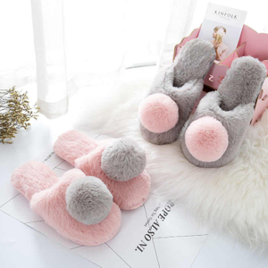 Femmes hiver pantoufles chaussures diapositives en peluche balle maison pantoufles dames intérieur maison fourrure chaude 