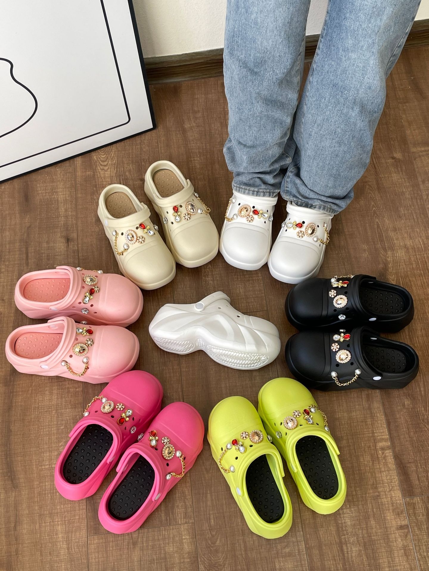 Pantoufles d'&eacute;t&eacute; &agrave; plateforme pour femmes, sabots, chaussures de jardin, sandales de plage en plein air, pantoufles &agrave; semelles compens&eacute;es, diapositives d'int&eacute;rieur et d'ext&eacute;rieur