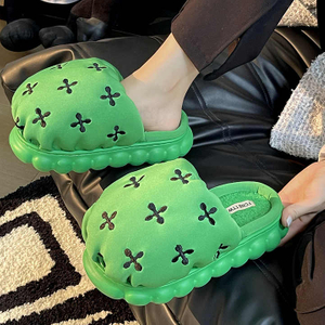 Pantoufles de maison douces à semelle épaisse de 4cm pour femmes, pantoufles chaudes en peluche pour chambre à coucher, diapositives de plate-forme d'hiver