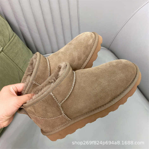 Femmes nouvelle marque talon plat baril court bottes de neige femmes automne/hiver épaissi peluche chaud coton chaussures bottes de neige