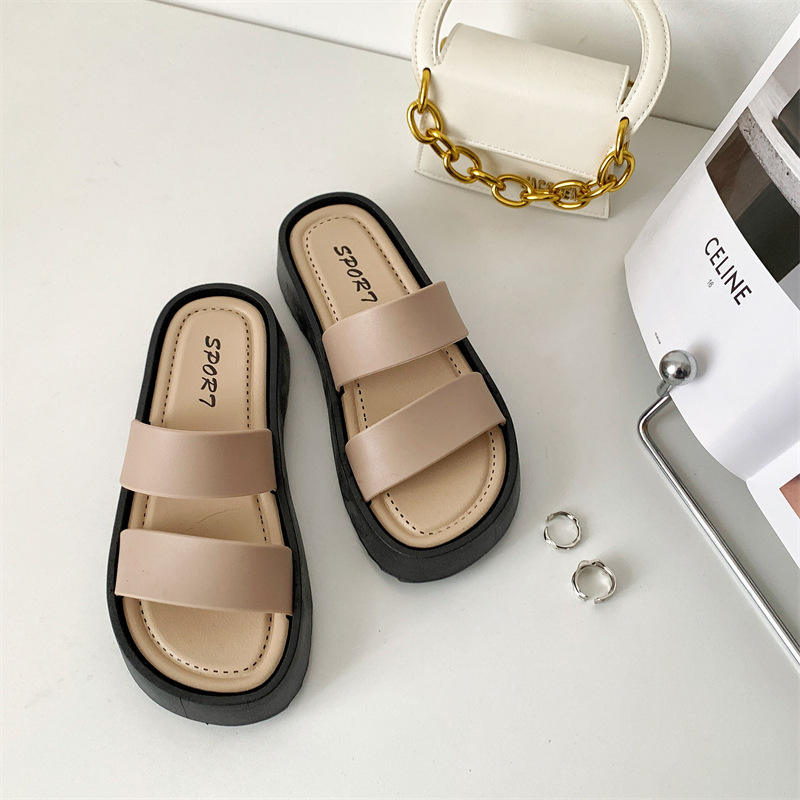 Pantoufles d'&eacute;t&eacute; &agrave; plateforme &eacute;paisse pour femmes, sandales coulissantes &agrave; semelle souple Eva, chaussures de loisirs confortables en plein air pour femmes, nouvelle collection