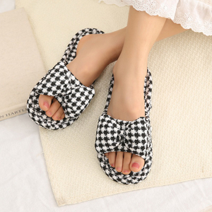 Femmes été diapositives décontractées pantoufles de lin confortables Bow lin chaussures d'intérieur plate-forme sandales dames 