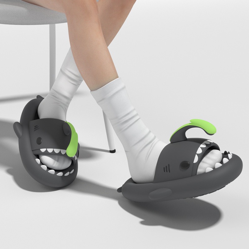 Pantoufles de requin &agrave; semelle &eacute;paisse de 4cm, pantoufles de poisson lanterne d'int&eacute;rieur et d'ext&eacute;rieur pour femmes et couples, antid&eacute;rapantes pour hommes, pour la maison, Cool, &eacute;t&eacute; 2024