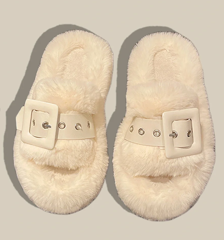 Mode d'hiver doux chaud confort plat fourrure pantoufle marque concepteur sans lacet mocassins Mules d&eacute;contract&eacute; int&eacute;rieur