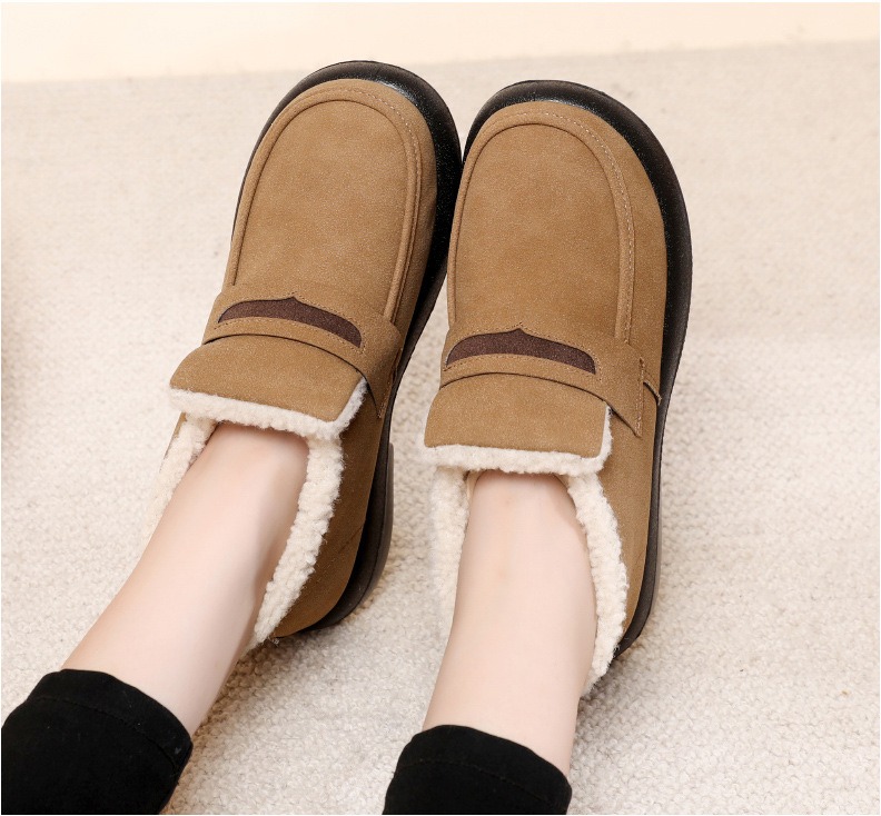 Femme appartements bout rond d&eacute;contract&eacute; femme baskets sans lacet mocassins hiver fourrure r&eacute;tro sans lacet nouvelles chaussures