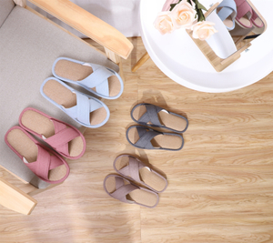 Intérieur maison respirant femmes chaussures plates pour hommes diapositives lin Couples chaussures antidérapantes sandales chaussures confortables 