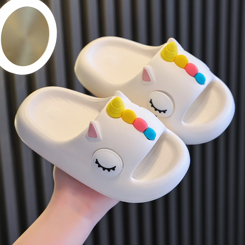 Pantoufles d'&eacute;t&eacute; pour enfants, pantoufles licorne pour filles et gar&ccedil;ons, chaussures de salle de bain d'int&eacute;rieur et de maison mignonnes