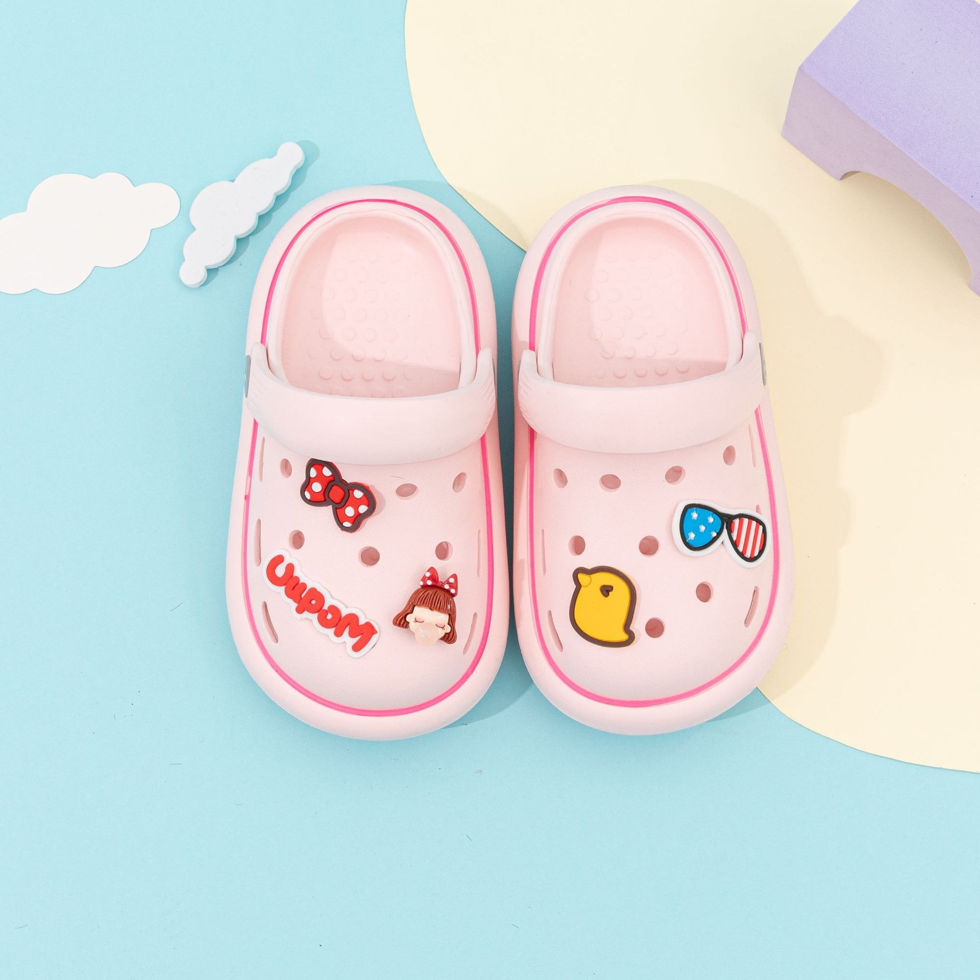 Belles pantoufles pour enfants, pantoufles pour enfants pour l'&eacute;t&eacute;, pantoufles pour enfants avec nœud de dessin anim&eacute;, pantoufles pour enfants douces, pantoufles antid&eacute;rapantes pour enfants