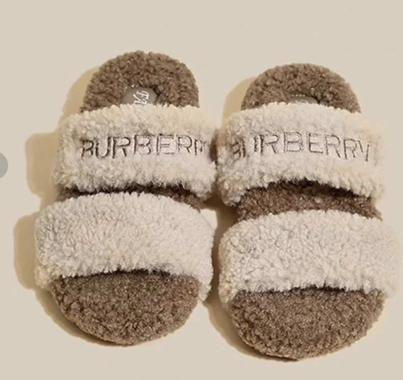 Mode d'hiver doux chaud confort plat fourrure pantoufle marque concepteur sans lacet mocassins Mules d&eacute;contract&eacute; int&eacute;rieur