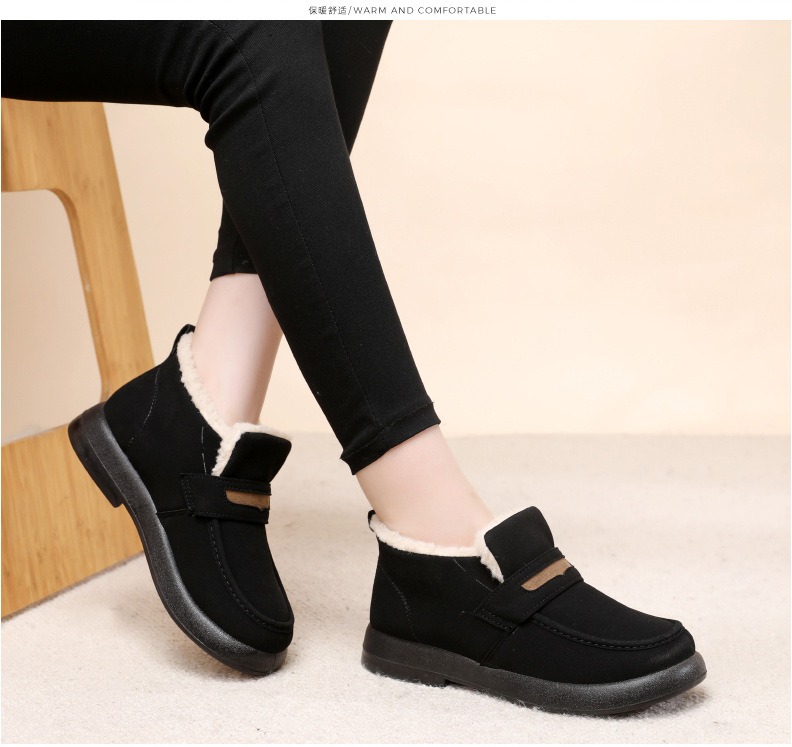 Femme appartements bout rond d&eacute;contract&eacute; femme baskets sans lacet mocassins hiver fourrure r&eacute;tro sans lacet nouvelles chaussures