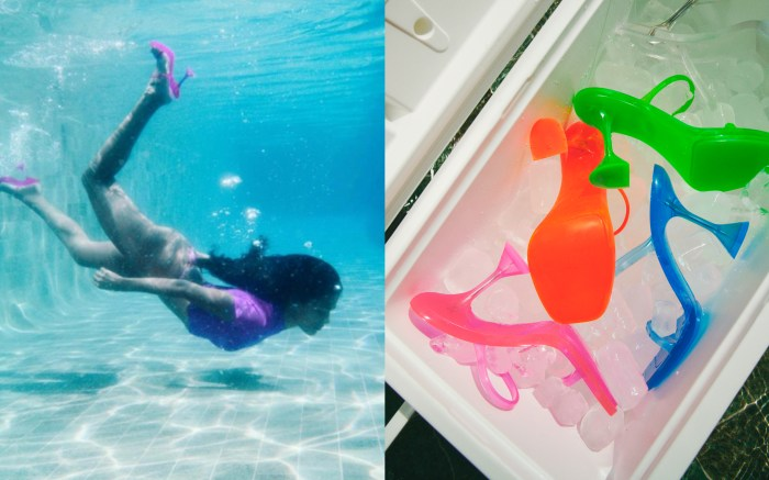 Chaussures de mode de natation, chaussures en plexiglas, chaussures &agrave; sangles en caoutchouc, chaussures pour femmes transparentes, chaussures de sculpture &agrave; collectionner