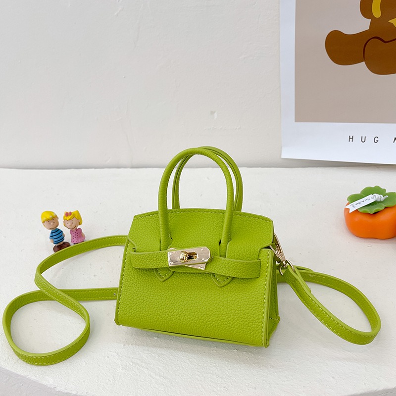 Sac &agrave; bandouli&egrave;re en cuir pour filles, Mini sac &agrave; la mode de couleur unie pour f&ecirc;te d'enfants 