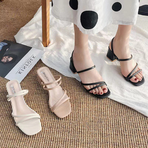 Chaussures à talons épais avec Logo personnalisable, escarpins, sandales, pantoufles pour femmes