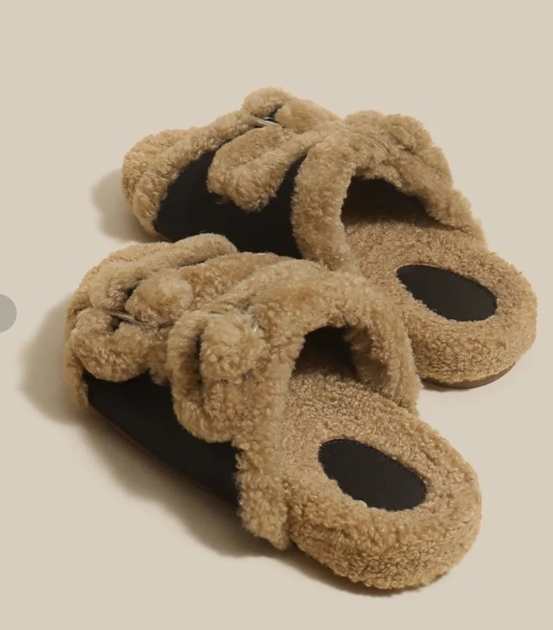 Mode d'hiver doux chaud confort plat fourrure pantoufle marque concepteur sans lacet mocassins Mules d&eacute;contract&eacute; int&eacute;rieur