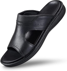 Glissades en cuir masculin ouvrir les pantoufles extérieures réconfortés arc de support rétro décontractés flip flops flèche d'été Slip sur des sandales pour les hommes