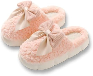 Bow Slipper pour chambre à la maison épaisse semelle intérieure mignonne chaussures floues pour le printemps / automne / hiver des vacances