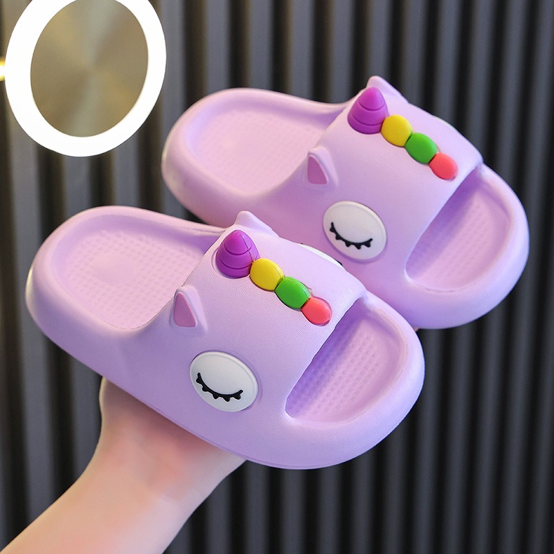 Pantoufles d'&eacute;t&eacute; pour enfants, pantoufles licorne pour filles et gar&ccedil;ons, chaussures de salle de bain d'int&eacute;rieur et de maison mignonnes